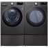 LG 27 Inch Wide 4.5 Cu. Ft. Front Load Washer and 7.4 Cu. Ft. Gas Dryer Laundry Pair with Pedestal Storage Drawers and SmartWash Black Steel
