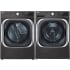 LG 29 Inch Wide 5.2 Cu. Ft. Front Load Washer and 9 Cu. Ft. Front Load Gas Dryer Laundry Pair with Smart Pairing Black Steel