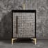 Linkasink Mother of Pearl 24" Single Free Standing Vanity Cabinet Only - Less Vanity Top Black / Polished Brass with Black Pyramid Glass
