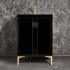Linkasink Tuxedo 24" Single Free Standing Vanity Cabinet Only - Less Vanity Top Black / Polished Brass with Black Prism Glass