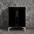 Linkasink Tuxedo 24" Single Free Standing Vanity Cabinet Only - Less Vanity Top Black / Polished Brass with Black Prism Glass
