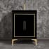 Linkasink Linea 24" Single Free Standing Vanity Cabinet Only - Less Vanity Top Black / Polished Brass with Black Prism Glass