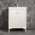 Linkasink Divergence 24" Single Free Standing Vanity Cabinet Only - Less Vanity Top White / Satin Brass with White Prism Glass