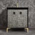 Linkasink Mother of Pearl 30" Single Free Standing Vanity Cabinet Only - Less Vanity Top Black / Polished Brass with Black Prism Glass