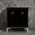 Linkasink Tuxedo 30" Single Free Standing Vanity Cabinet Only - Less Vanity Top Black / Polished Brass with Black Prism Glass