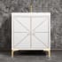 Linkasink Divergence 30" Single Free Standing Vanity Cabinet Only - Less Vanity Top White / Polished Brass with White Glass