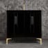Linkasink Tuxedo 36" Single Free Standing Vanity Cabinet Only - Less Vanity Top Black / Polished Brass with Black Prism Glass