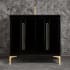 Linkasink Tuxedo 36" Single Free Standing Vanity Cabinet Only - Less Vanity Top Black / Polished Brass with Black Prism Glass