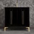 Linkasink Tuxedo 36" Single Free Standing Vanity Cabinet Only - Less Vanity Top Black / Polished Brass with Black Pyramid Glass