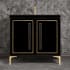 Linkasink Linea 36" Single Free Standing Vanity Cabinet Only - Less Vanity Top Black / Polished Brass with Black Pyramid Glass