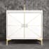 Linkasink Divergence 36" Single Free Standing Vanity Cabinet Only - Less Vanity Top White / Satin Brass with White Glass