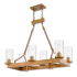 Livex Lighting Metuchen 2 Light 34" Wide Linear Chandelier with Clear Glass Shades Aged Gold
