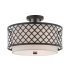 Livex Lighting Arabesque 3 Light 15-1/4" Wide Semi-Flush Drum Ceiling Fixture with Outer Hardback and Inner Fabric Shade English Bronze
