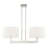 Livex Lighting Hayworth 2 Light 30" Wide Linear Chandelier with Fabric Shades Brushed Nickel