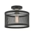 Livex Lighting Industro Single Light 11" Wide Semi-Flush Drum Ceiling Fixture Black with Brushed Nickel Accents