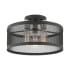 Livex Lighting Industro 3 Light 15" Wide Semi-Flush Drum Ceiling Fixture Black with Brushed Nickel Accents