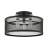 Livex Lighting Industro 3 Light 18" Wide Semi-Flush Drum Ceiling Fixture Black with Brushed Nickel Accents