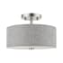 Livex Lighting Dakota 2 Light 11" Wide Flush Mount Drum Ceiling Fixture Brushed Nickel / Shiny White Accents