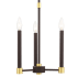 Livex Lighting Karlstad 3 Light 12" Wide Candle Style Chandelier Bronze with Satin Brass Accents