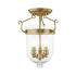 Livex Lighting Jefferson 3 Light Semi-Flush Ceiling Fixture Antique Brass