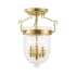 Livex Lighting Jefferson 3 Light Semi-Flush Ceiling Fixture Polished Brass