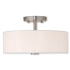 Livex Lighting Meridian 2 Light 13" Wide Semi-Flush Drum Ceiling Fixture Brushed Nickel