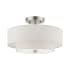 Livex Lighting Meridian 2 Light 13" Wide Flush Mount Drum Ceiling Fixture Brushed Nickel