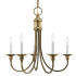 Livex Lighting Coventry 5 Light 1 Tier Candle Style Chandelier Antique Brass