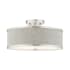 Livex Lighting Park Ridge 3 Light 15" Wide Semi-Flush Drum Ceiling Fixture Brushed Nickel