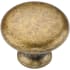 Manzoni 1-1/8 Inch Zamac Mushroom Cabinet Knob from the Classic European Renaissance Collection Distressed Brass