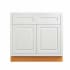 Maplevilles Cabinetry Inset 36" Wide x 35" Tall Double Door Base Cabinet with Double Drawers Vintage White