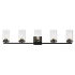 Maxim Pinn 5 Light 39" Wide Vanity Light with Clear Glass Shades Black / Satin Brass