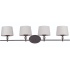 Maxim Rondo 36" Bath Light with Crystal Accents and Fabric Shades Oil Rubbed Bronze / White Fabric Shade