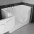 MediTub 60" Fiberglass Soaking Walk In Tub for Alcove, Corner, or Single Wall Installations with Left Drain, Drain Assembly, Fast Filling Roman Tub Filler and Hand Shower White