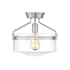 Meridian Single Light 13" Wide Semi-Flush Bowl Ceiling Fixture Brushed Nickel