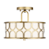 Meridian 2 Light 13" Wide Semi-Flush Drum Ceiling Fixture Natural Brass