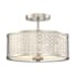 Meridian 2 Light 13" Wide Semi-Flush Drum Ceiling Fixture Brushed Nickel