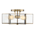 Meridian 2 Light 16" Wide Semi-Flush Ceiling Fixture Natural Brass