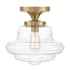 Meridian 12" Wide Semi-Flush Ceiling Fixture with a clear glass specialty shade Natural Brass