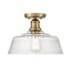 Meridian 13" Wide Semi-Flush Ceiling Fixture with Hammered Glass Shade Natural Brass