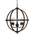 Meridian 5 Light 22" Wide Chandelier Wood / Black