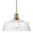 Meridian 15" Wide Pendant with a patterned glass dome shade Natural Brass