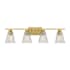 Meridian 4 Light 32" Wide Bathroom Vanity Light with Ribbed Glass Shades Natural Brass