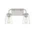 Meridian 2 Light 15" Wide Bathroom Vanity Light with Tapered Clear Glass Shades Brushed Nickel