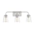 Meridian 3 Light 24" Wide Bathroom Vanity Light with Tapered Clear Glass Shades Brushed Nickel