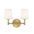 Meridian 2 Light 15" Wide Bathroom Vanity Light Natural Brass