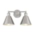 Meridian 2 Light 17" Wide Bathroom Vanity Light Brushed Nickel