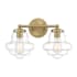 Meridian 2 Light 17" Wide Vanity Light with Clear Glass Shades Natural Brass