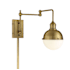 Meridian Single Light 12" Tall Plug-In Wall Sconce Natural Brass