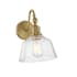 Meridian 12" Tall Wall Sconce with Hammered Glass Shade Natural Brass
